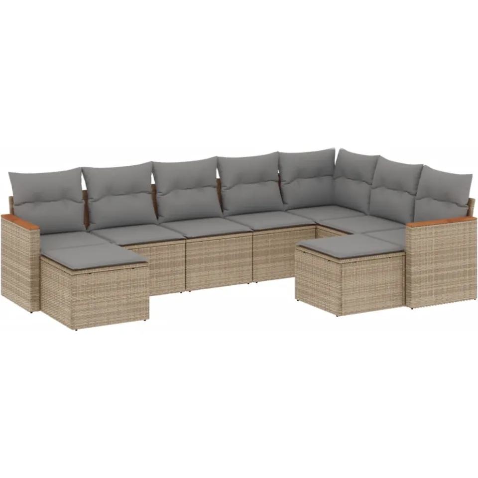vidaXL Patio Sofa Set 9-zits Gemengd beige, foto 3