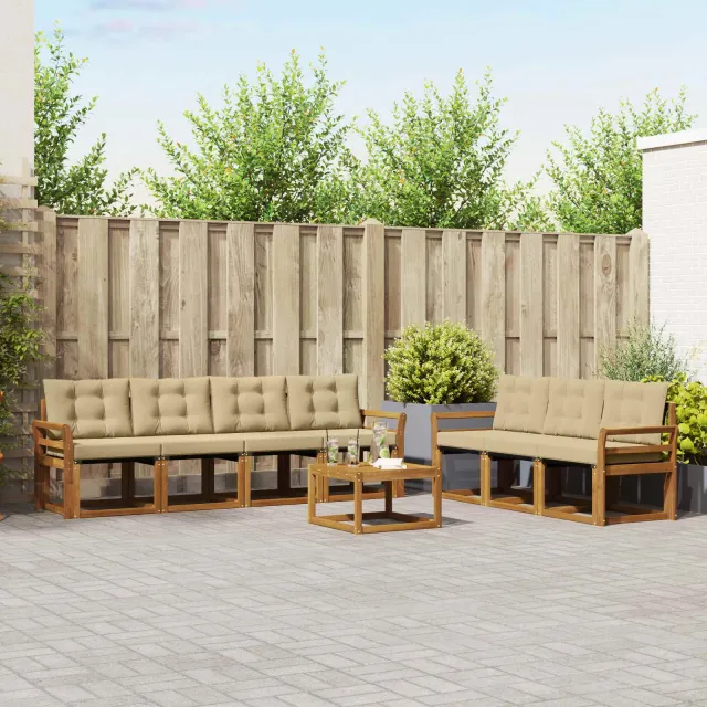 vidaXL Buiten bankenset 8 st 7-zits Natuurlijk en Beige