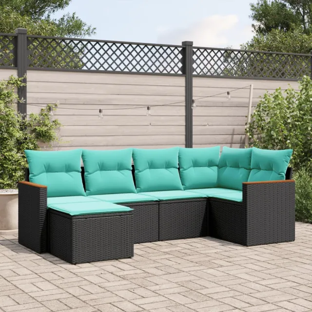 vidaXL 6-delige tuinbankset met kussens van zwart polyrotan, foto 2