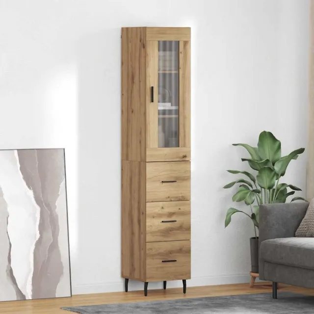 vidaXL Highboard Artisan Eiken 34,5 x 34 x 180 cm Bewerkt hout, foto 2