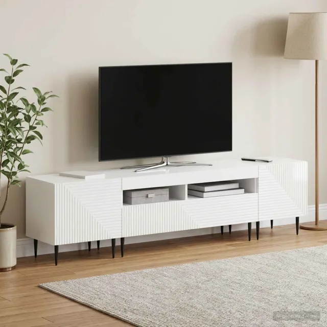 vidaXL 3-delige LED TV-kast Hoogglans Wit Bewerkt hout