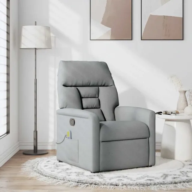 vidaXL Massagestoel - verstelbaar - stof - lichtgrijs