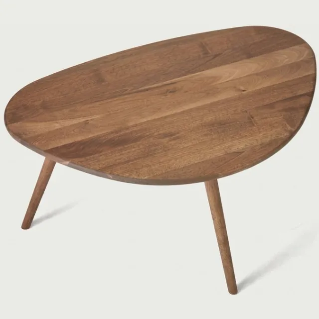 Jelsan Hout Jelsan Orin Massief Walnoot Salontafel 90 cm Organische Kiezelvorm