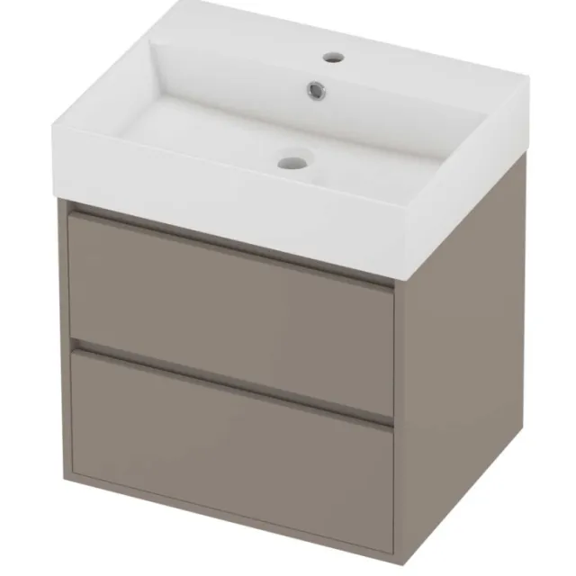 Proline Zara Badmeubelset Porselein Loft 1 Kraangat Greeploos 60x46x65 cm Glans Wit Clay Beige