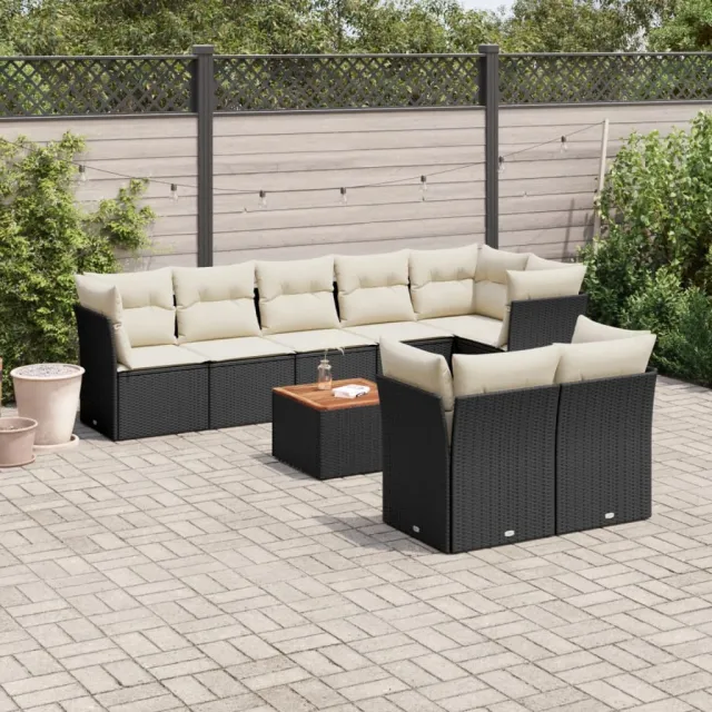 vidaXL 9-delige Loungeset met kussens poly rattan zwart, foto 2