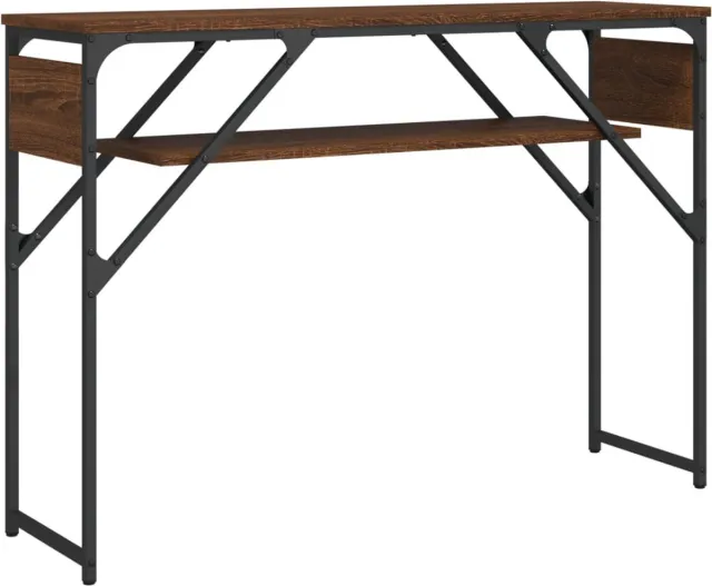 vidaXL Wandtafel - met - schap - 105x30x75 - cm - bewerkt - hout - bruin - eikenkleur bruineiken