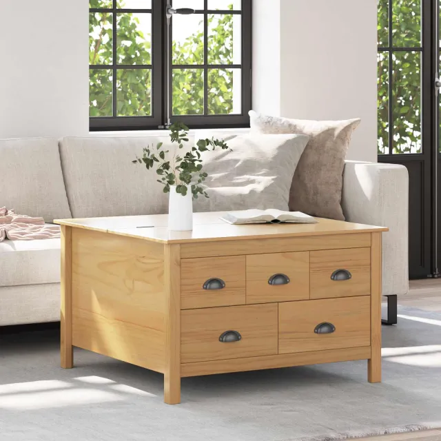vidaXL Salontafel met lade HILL Honingbruin 79.5 x 79.5 x 49 cm bruin, foto 2