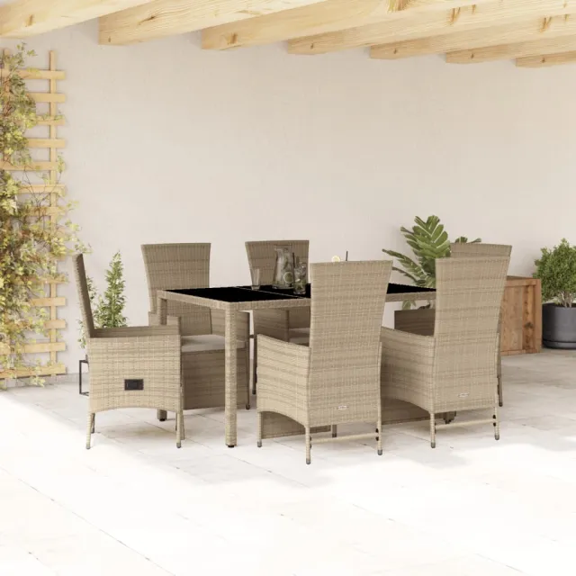vidaXL 7-delige Tuinset met kussens poly rattan beige, foto 2