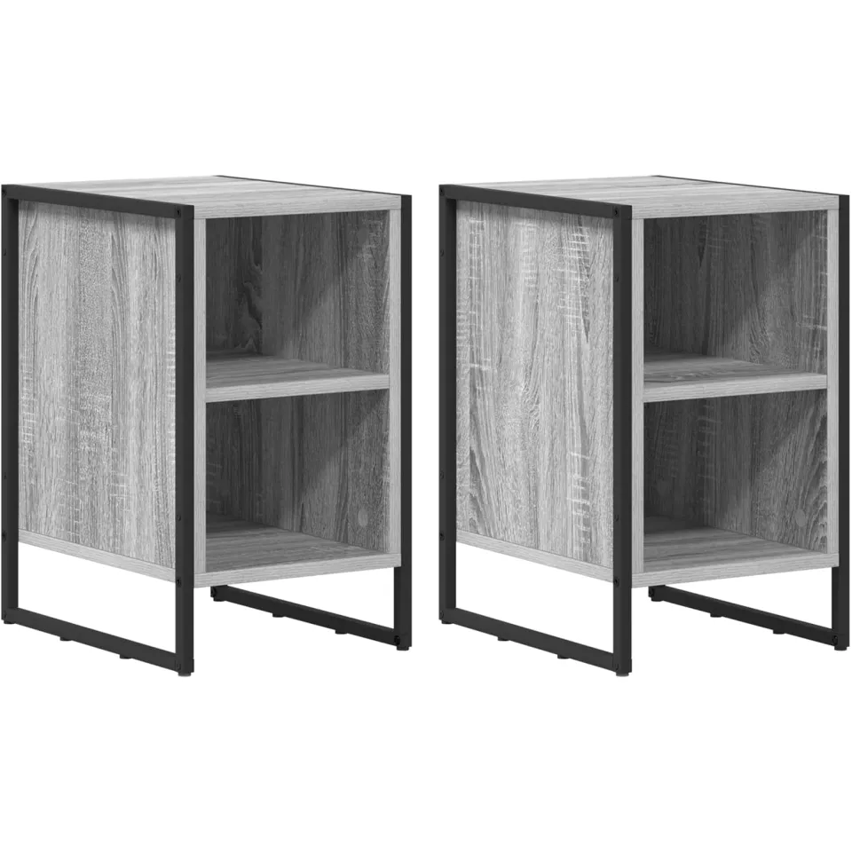 vidaXL Nachtkastje 2 st Grijs Sonoma 39.5 x 30 x 50 cm Bewerkt hout, foto 3