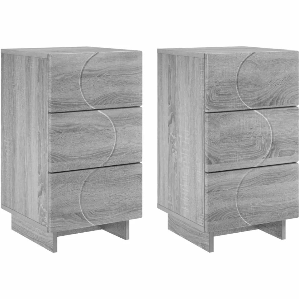 vidaXL Nachtkastje 2 st Grijs Sonoma 33,5 x 34,5 x 60 cm Bewerkt hout