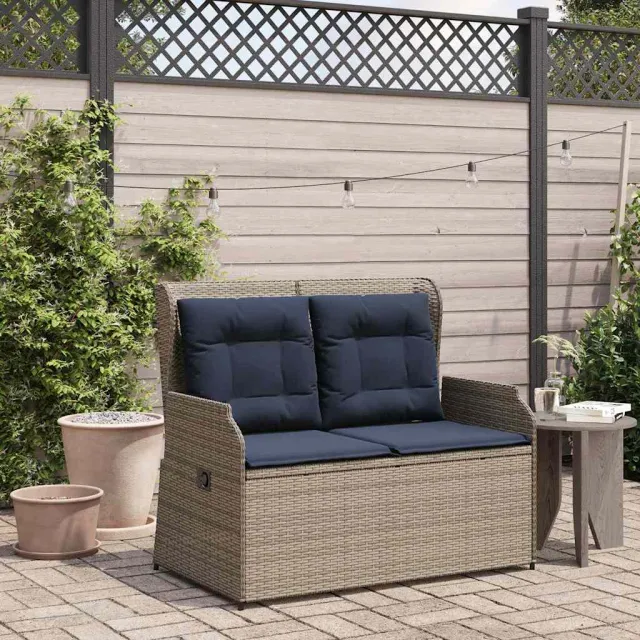 vidaXL Tuinbank Grijs poly rattan, foto 2