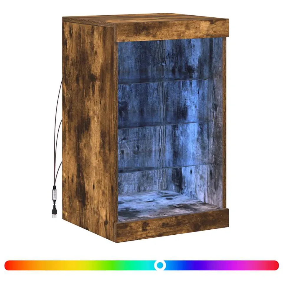 vidaXL Dressoir met LED-verlichting 41x37x67 cm gerookt eikenkleurig, foto 4