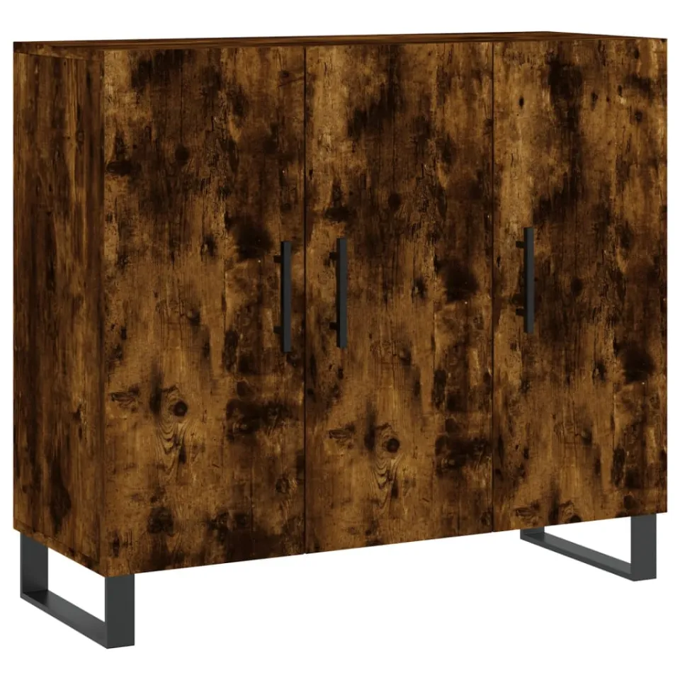 vidaXL Dressoir 90x34x80 cm bewerkt hout gerookt eikenkleurig, foto 3