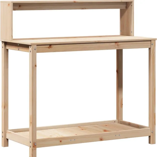 vidaXL Oppottafel - met - schappen - 108x50x109,5 - cm - massief - grenenhout Natuurlijk grenenhout