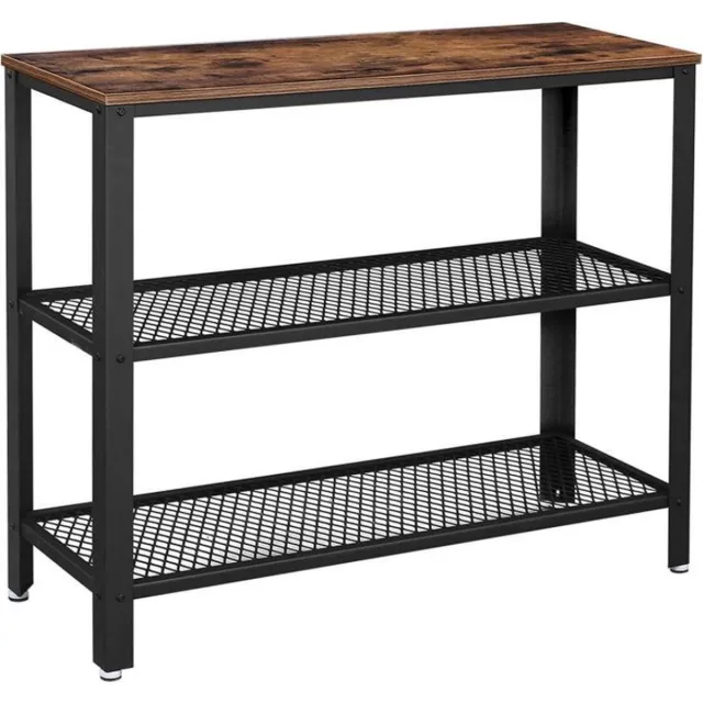 Bobbel Home Bijzettafel - Industrieel - Hout/Metaal - 101,5x35x80 cm Zwart
