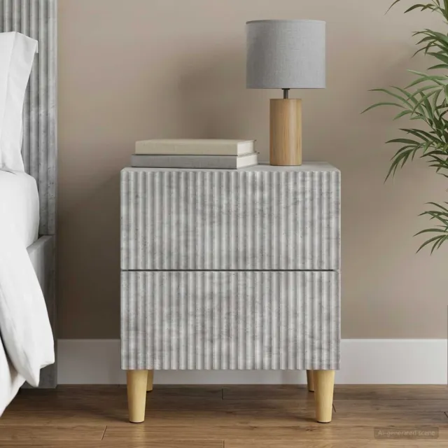 vidaXL Nachtkastje Betongrijs 43 x 34,5 x 48 cm Bewerkt hout grijs, foto 2