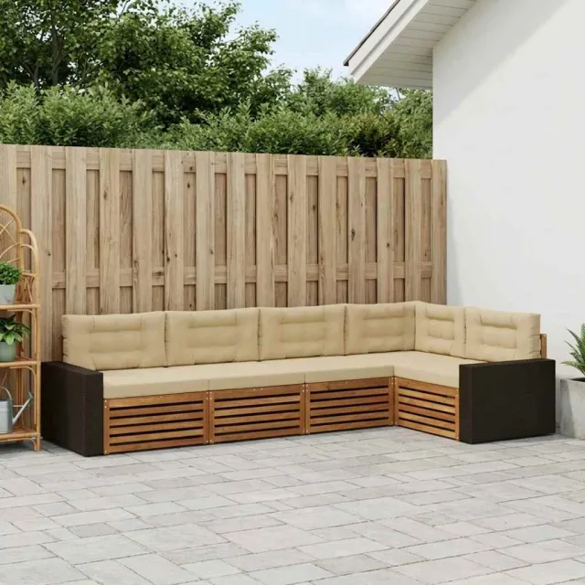 vidaXL Buiten bankenset 5 st Natuurlijk en Beige Polyester Bruin