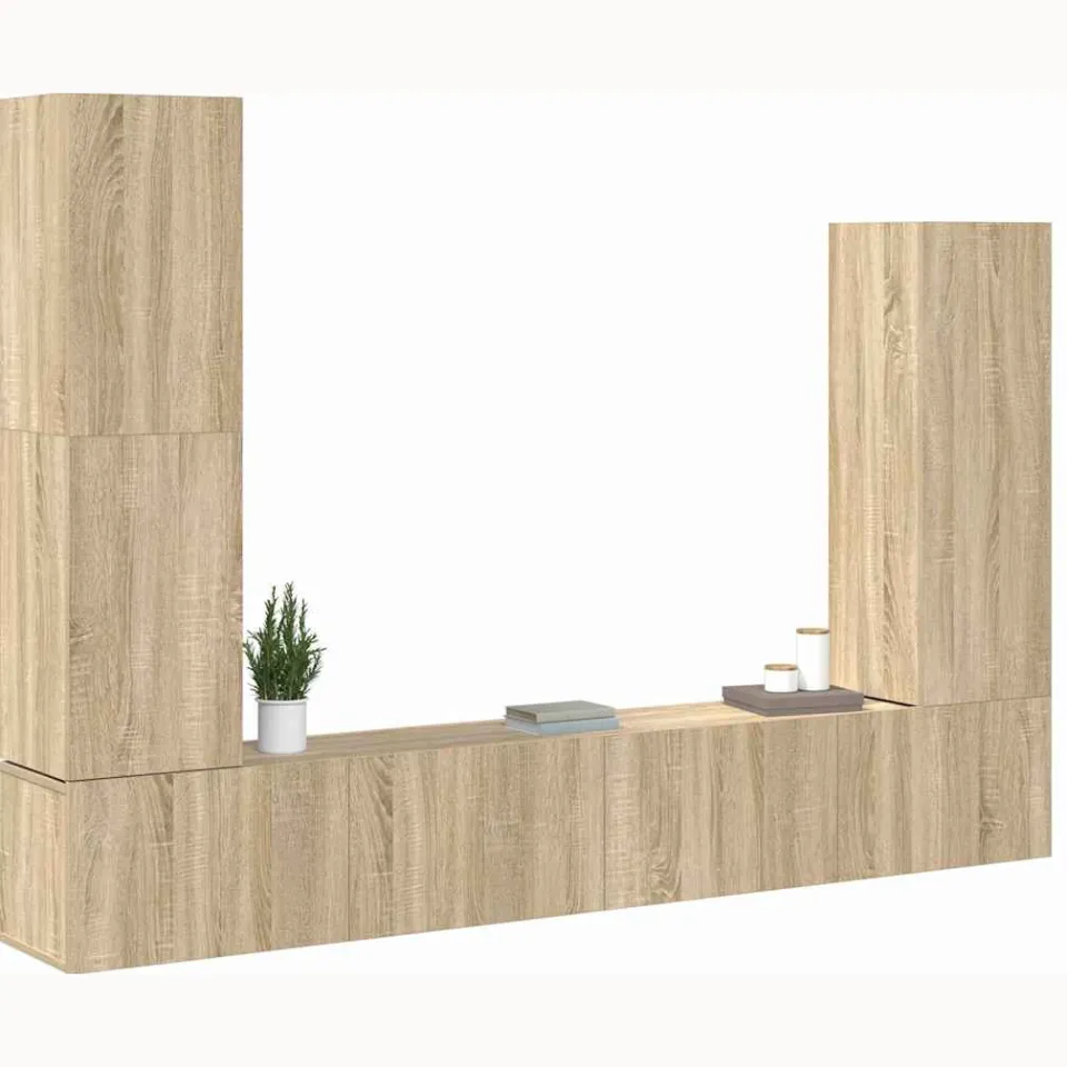 vidaXL 4-delige Tv-meubelset bewerkt hout sonoma eikenkleurig Bruin