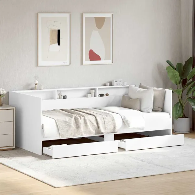 vidaXL Slaapbank met lades zonder matras 90x190 cm wit