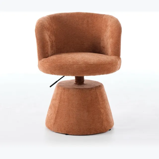 Ropilly In hoogte verstelbare barkruk - Moderne ronde eetkamerstoel - 360 graden draaibaar - Ergonomisch - Zacht chenille - Kookeiland - 57,5x60x92,5 cm - Oranje