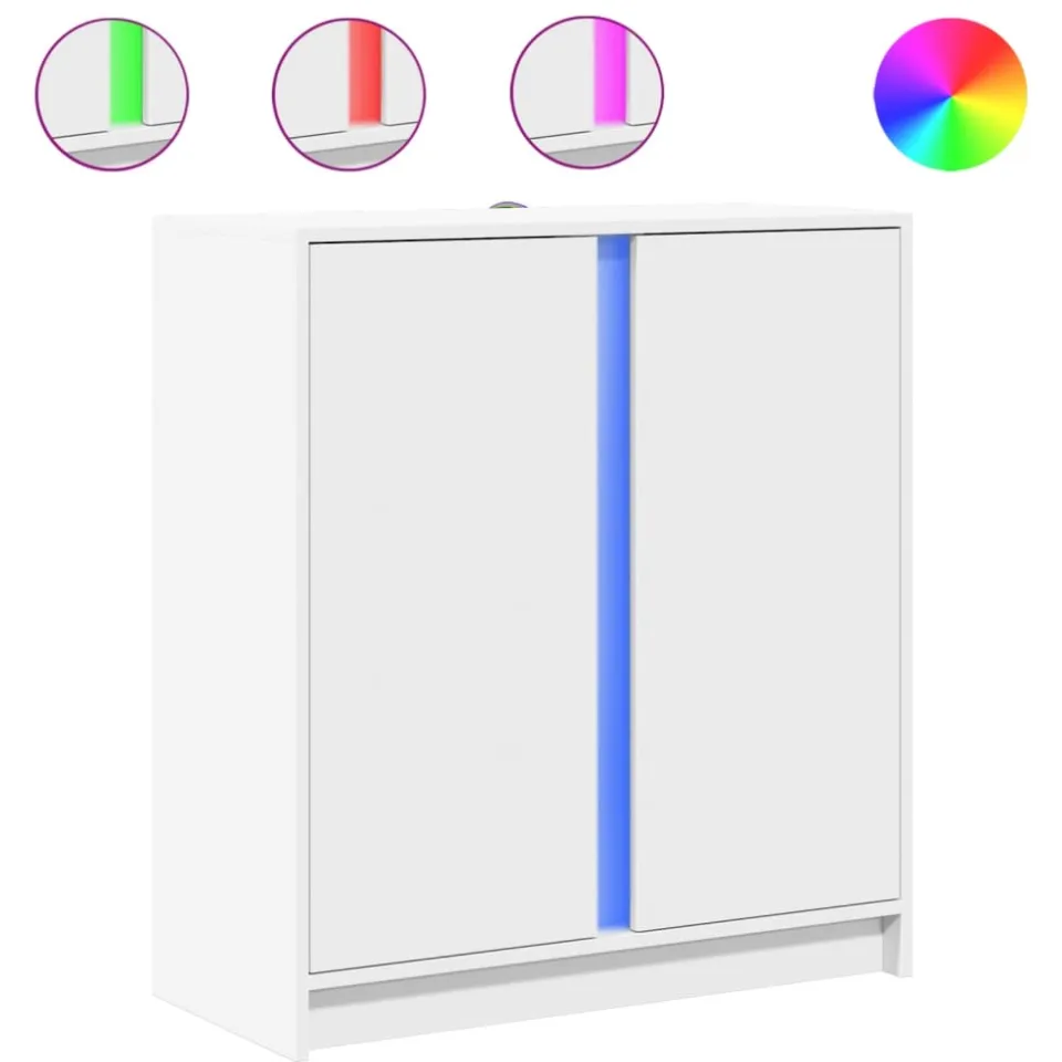 vidaXL Dressoir met LED 77x34x85 cm bewerkt hout wit, foto 3