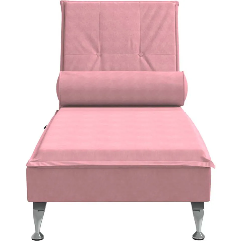 vidaXL Massage chaise longue met bolster fluweel roze