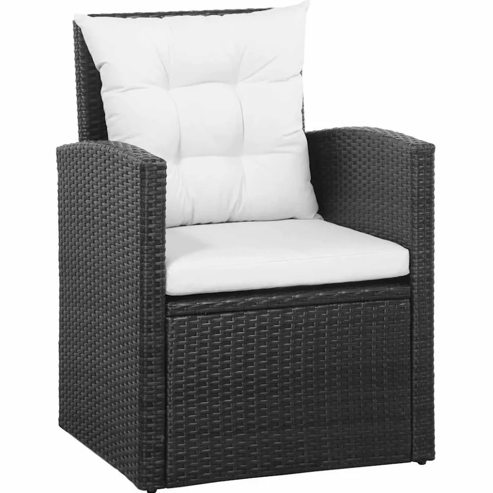 vidaXL 5-delige Loungeset met kussens poly rattan zwart, foto 4