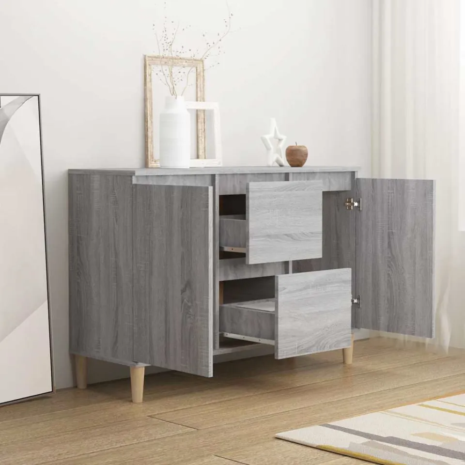 vidaXL Dressoir 101x35x70 cm bewerkt hout grijs sonoma eikenkleurig, foto 3