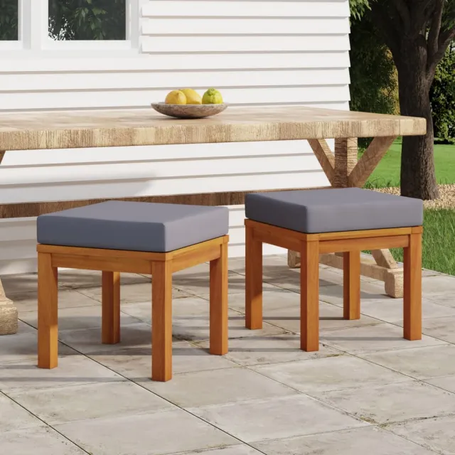 vidaXL Tuinkrukjes 2 st met kussens 40x40x34 cm massief acaciahout grijs, foto 2