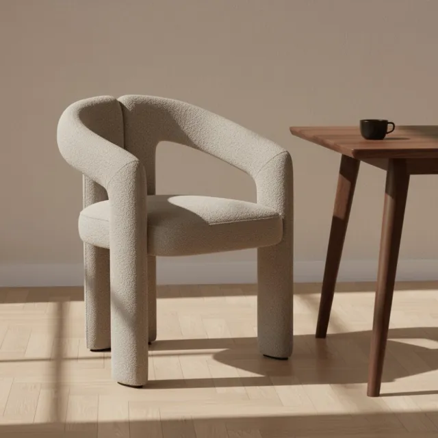 Dimehouse Set van 2 Design Eetkamerstoel Zandkleur Bouclé Maro - Volledig Stof - Stof - Design