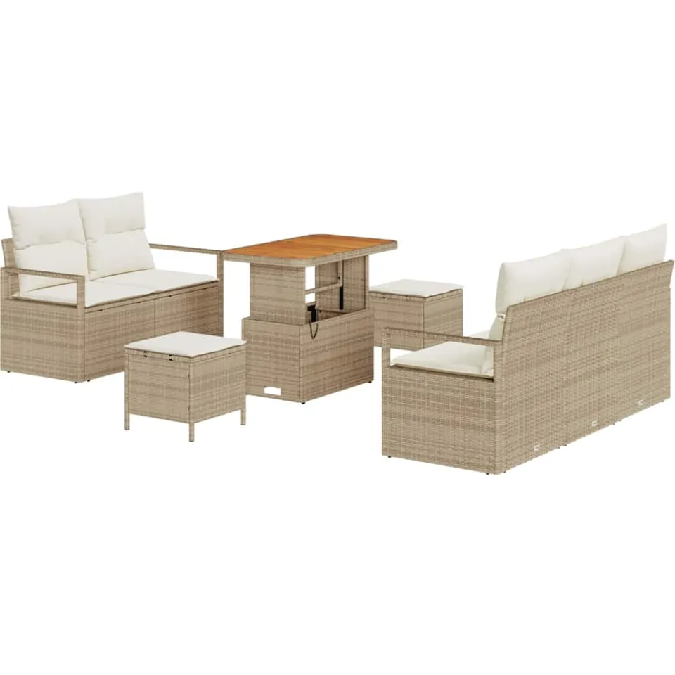 vidaXL Tuinbankenset 8 st Beige poly rattan