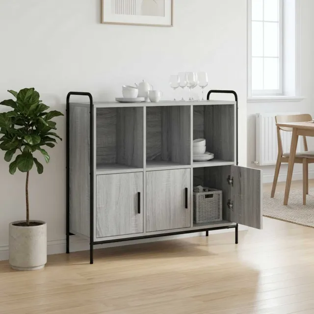 vidaXL Dressoir Grijs Sonoma 97 x 33 x 81 cm Bewerkt hout