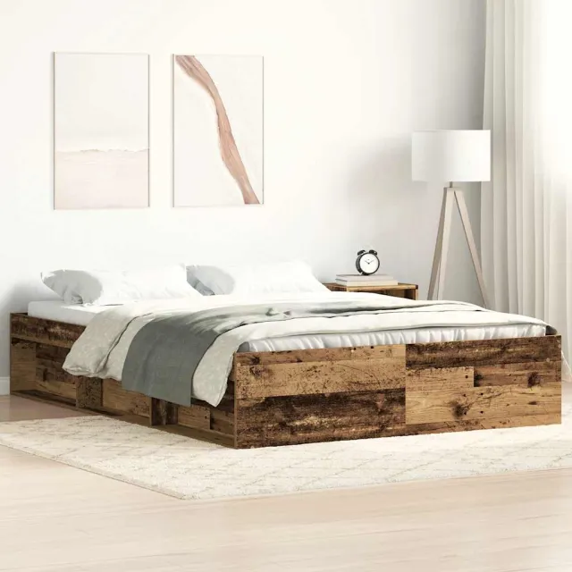 vidaXL Bedframe zonder matras 140x200 cm bewerkt hout oud hout Bruin