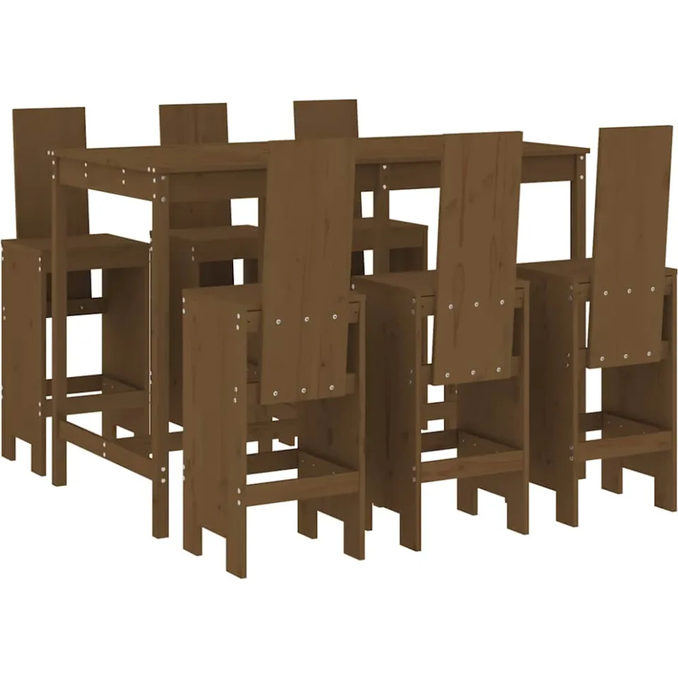 vidaXL 7-delige Tuinbarset massief grenenhout honingbruin bruin, foto 3
