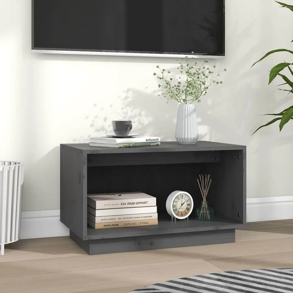 vidaXL Tv-meubel 60x35x35 cm massief grenenhout grijs, foto 3