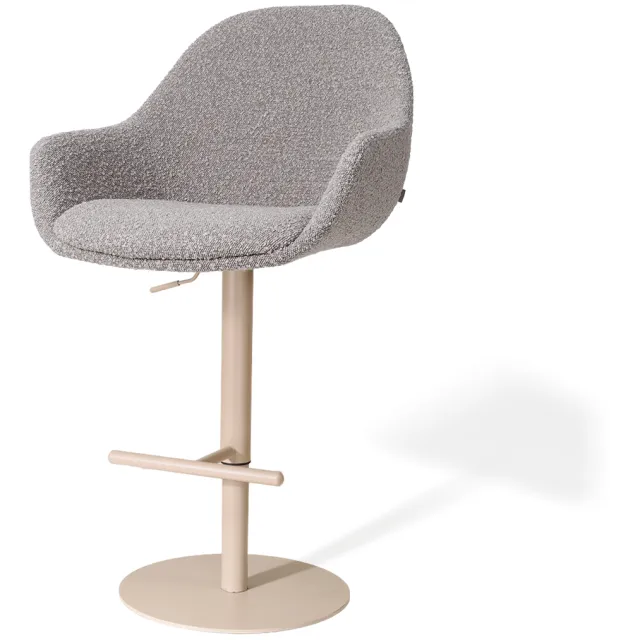 Nolon Niva-Mae draaibare tulp barkruk bouclé taupe - verstelbaar - beige onderstel