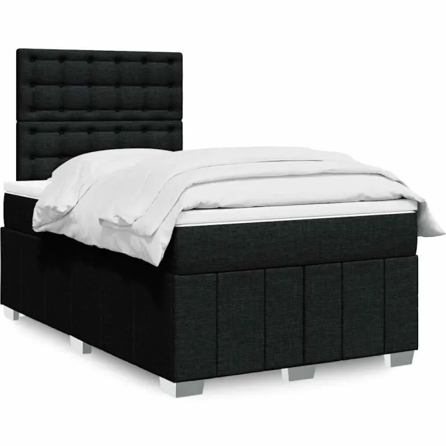 vidaXL Boxspring met matras stof zwart 120x190 cm