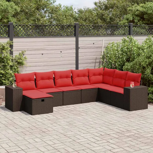 vidaXL 8-delige Loungeset met kussens poly rattan bruin, foto 2