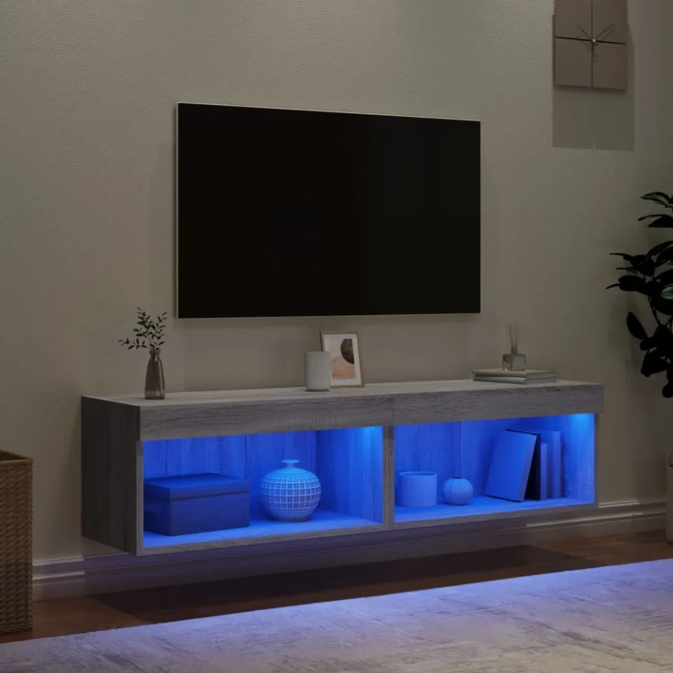vidaXL Tv-meubels met LED-verlichting 2 st 60x30x30 cm grijs sonoma, foto 4