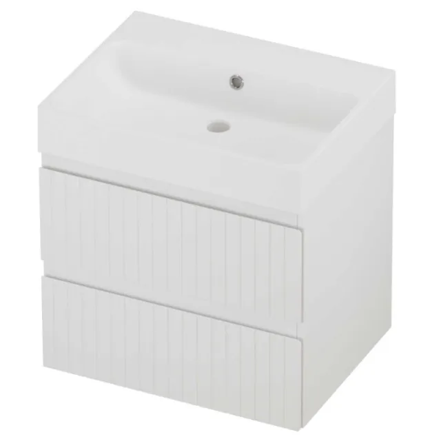 Proline Podium Badmeubelset Polystone Loft Zonder Kraangat Gefreesd 60x46x62 cm Mat White Mat Wit