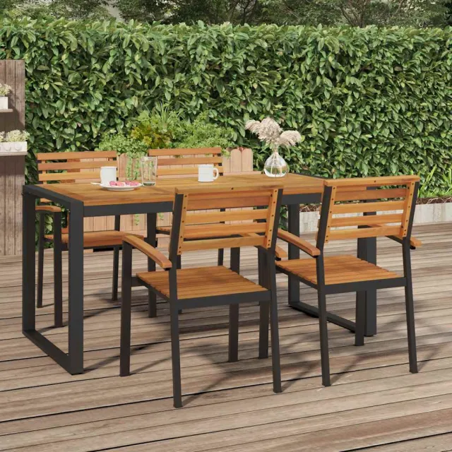 vidaXL Tuintafel met U-vormige poten 160x80x75 cm massief acaciahout bruin, foto 2