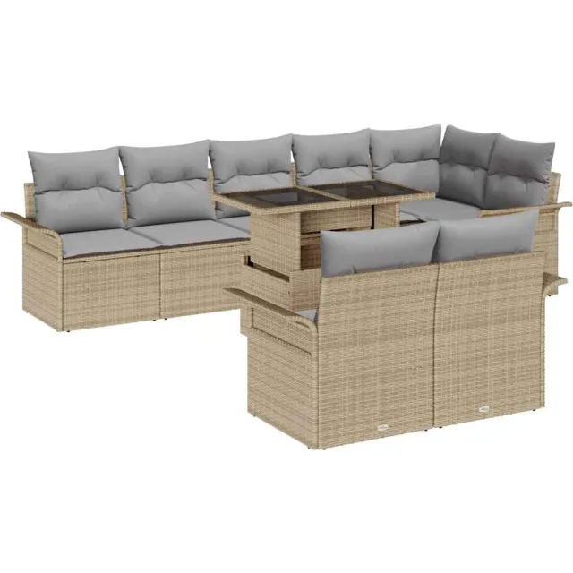 vidaXL Tuin Sofa Set 9 st Beige [Synthetisch]: Poly Rattan