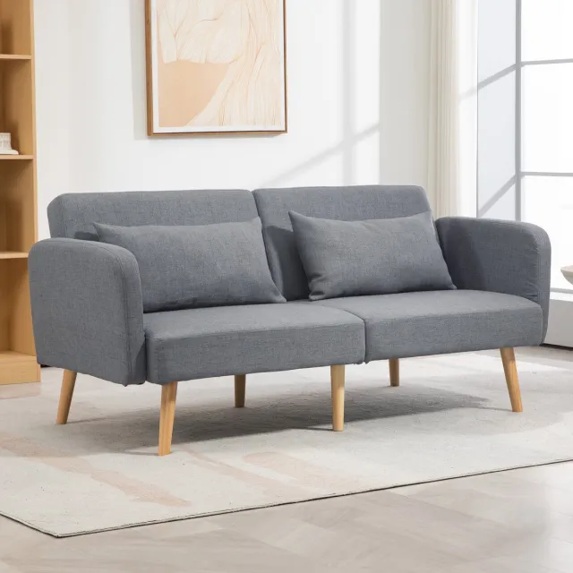 STILVORA Bank 3-Zits Slaapbank 170 Cm Met 3-Staps Verstelbare Rugleuning En Schlaffunctie Voor Woonkamer En Logeerkamer Grijs Polyester