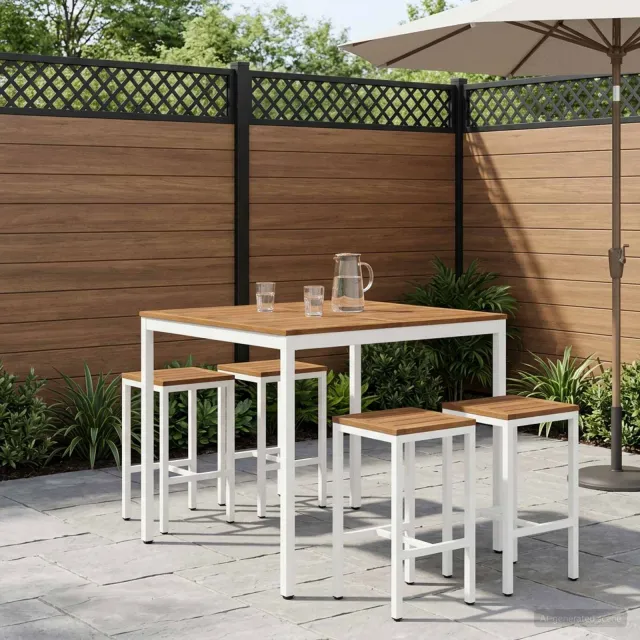 vidaXL Tuinbar Tafel NAARDEN Natuurlijk en Wit 110 x 108,5 x 105 cm, foto 2