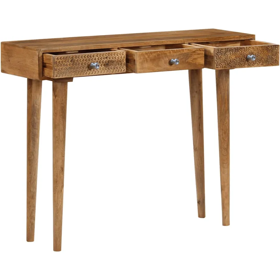 vidaXL Wandtafel 102x30x79 cm massief mangohout bruin, foto 3