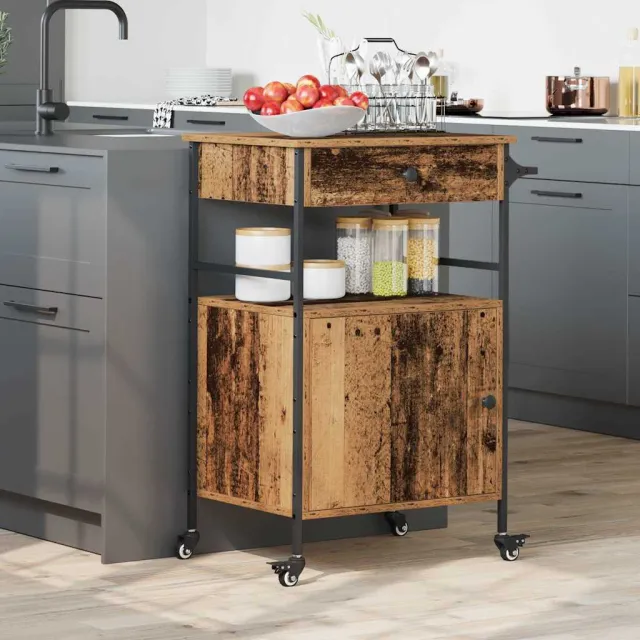 vidaXL Keuken Trolley Oudhout 56 x 43 x 89,5 cm Bewerkt hout Bruin