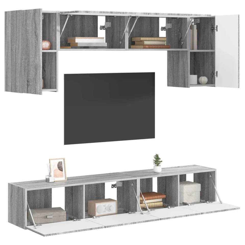 vidaXL Tv-meubelset 4 st Grijs Sonoma Bewerkt hout