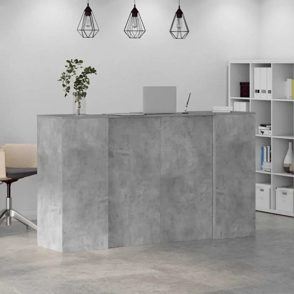 vidaXL Receptiebalie 180x50x103,5 cm bewerkt hout betongrijs grijs, foto 4