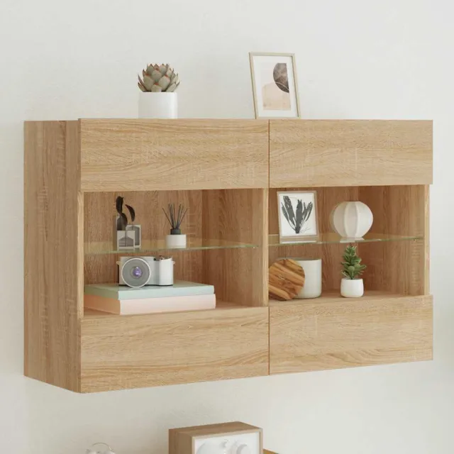 vidaXL Tv-wandmeubel met LED-verlichting 98,5x30x60,5 cm sonoma eiken Bruin