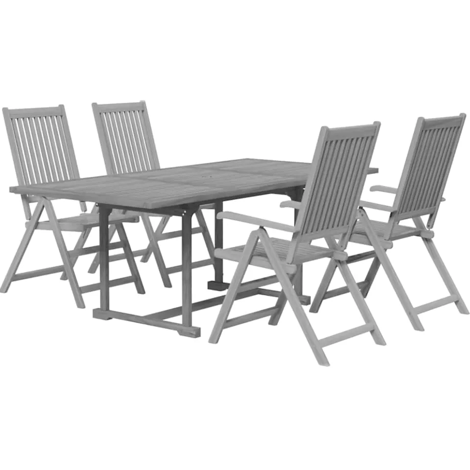vidaXL 5-delige Tuinset massief acaciahout Grijs